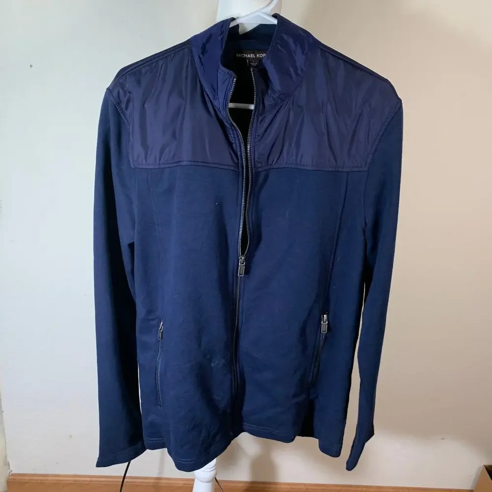 Michael Kors Women's Long-Sleeve Full-Zip Jacket Blue Color Size L